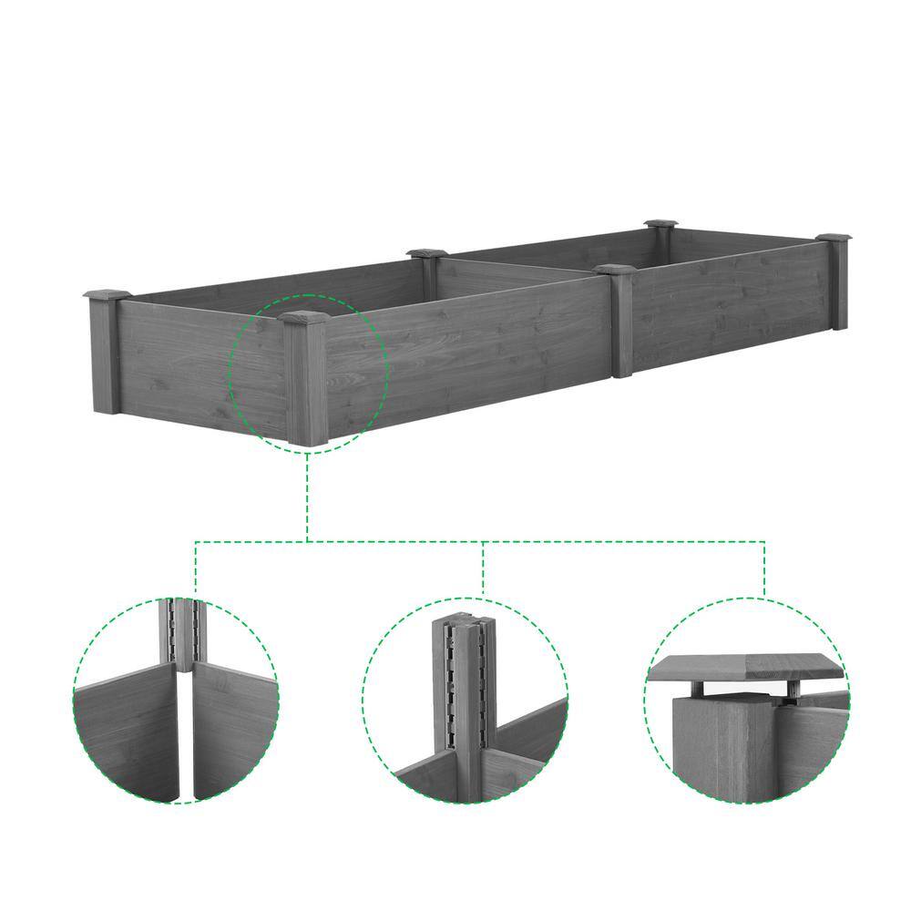 Siavonce 10 in. x 28 in. x 96 in. Gray Over Ground Wooden Raised Garden Bed Large Long Planter Box for Outdoor Tool-Free Assembly DJ-ZX-D46981261