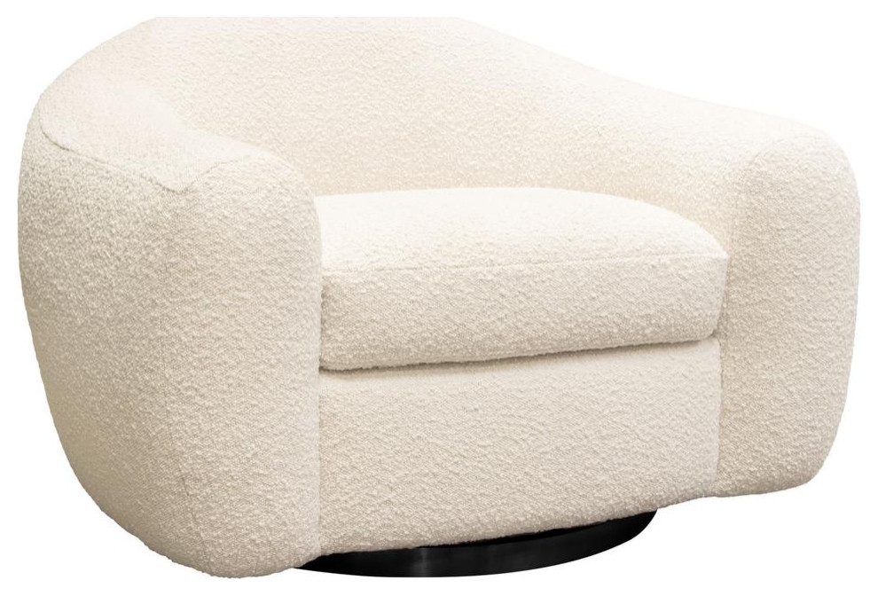 Pascal Swivel Chair in Bone Boucle Textured Fabric w/ Contoured Arms  ampBack...   Contemporary   Indoor Chaise Lounge Chairs   by BisonOffice  Houzz