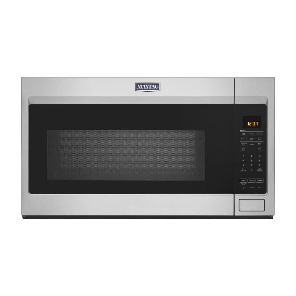 Maytag 19 cu ft Over the Range Microwave with Dual Crisp Function in Fingerprint Resistant Stainless Steel