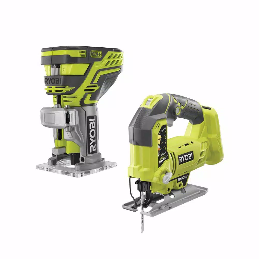 RYOBI 18-Volt ONE+ Lithium-Ion Cordless Fixed Base Trim Router w/Tool Free Depth Adjustment and Orbital Jig Saw (Tools Only) and#8211; XDC Depot