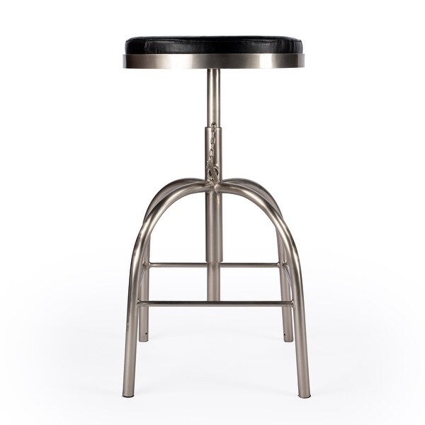 Clyde Black Leather Adjustable Bar Stool