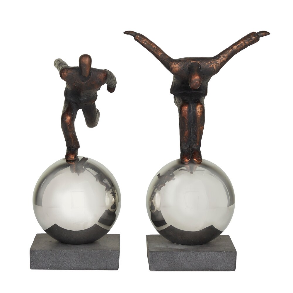 Bronze Polystone Modern People Sculpture ( Set of 2)   S/2 13\