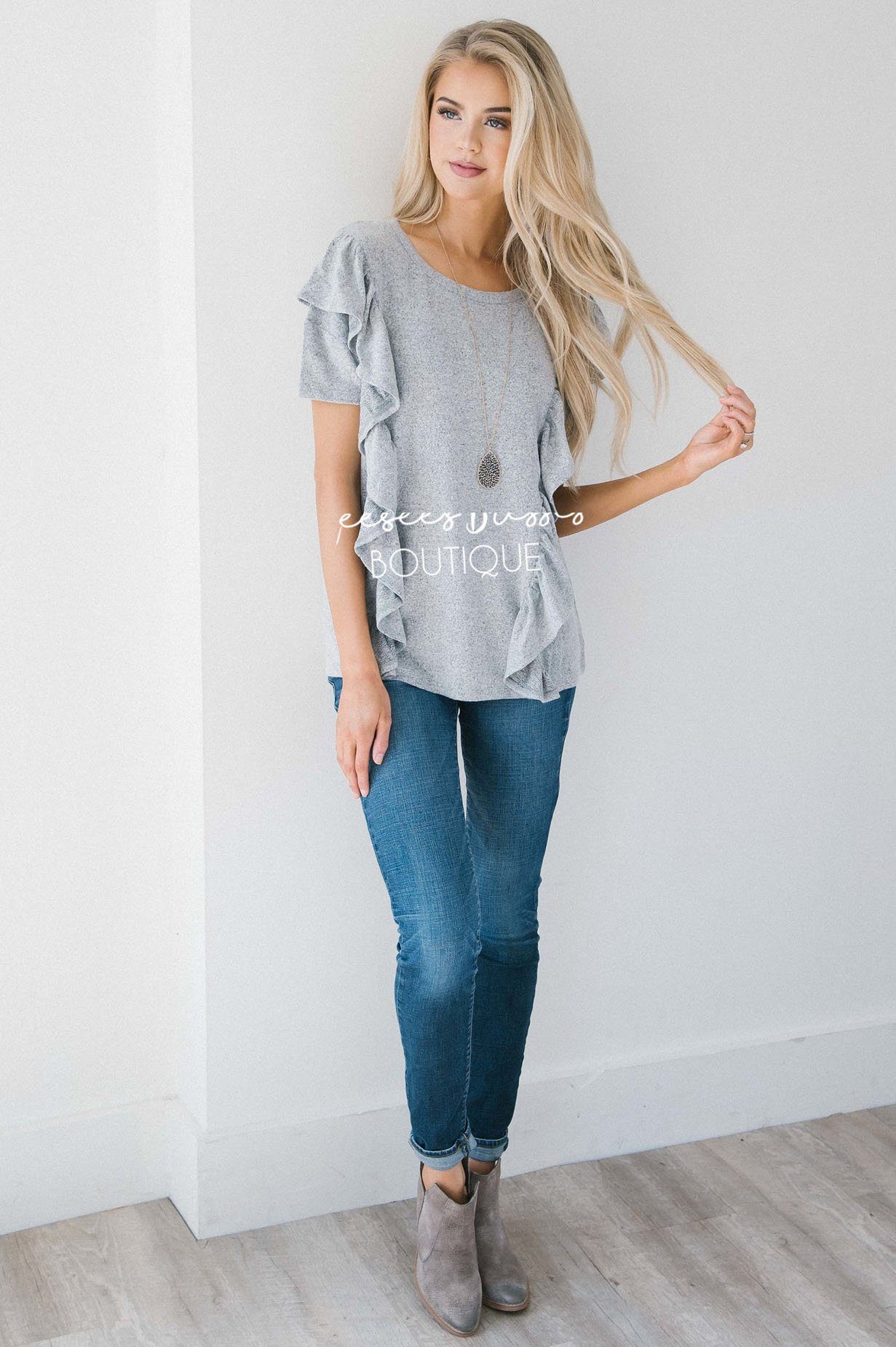 Side Ruffle Cozy Fall Top