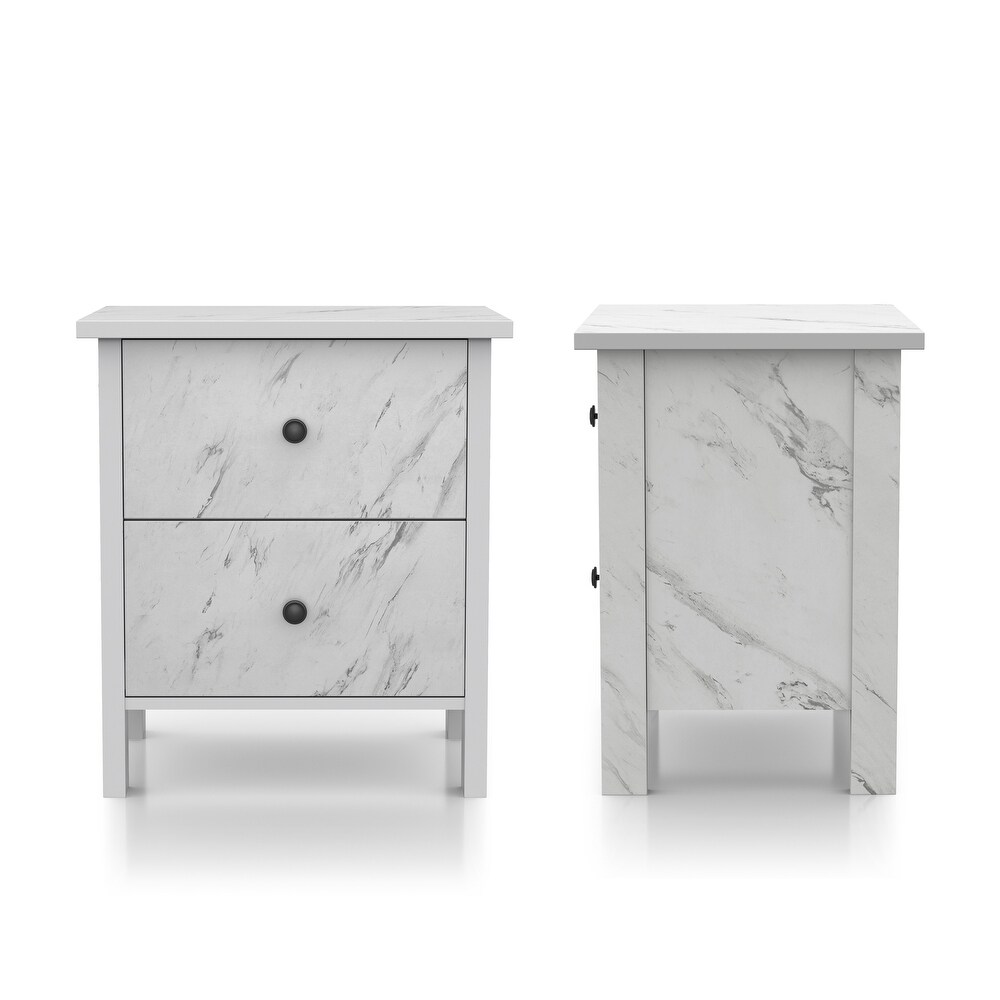 DH BASIC Transitional Neutral Finish 2 Drawer Nightstand by Denhour