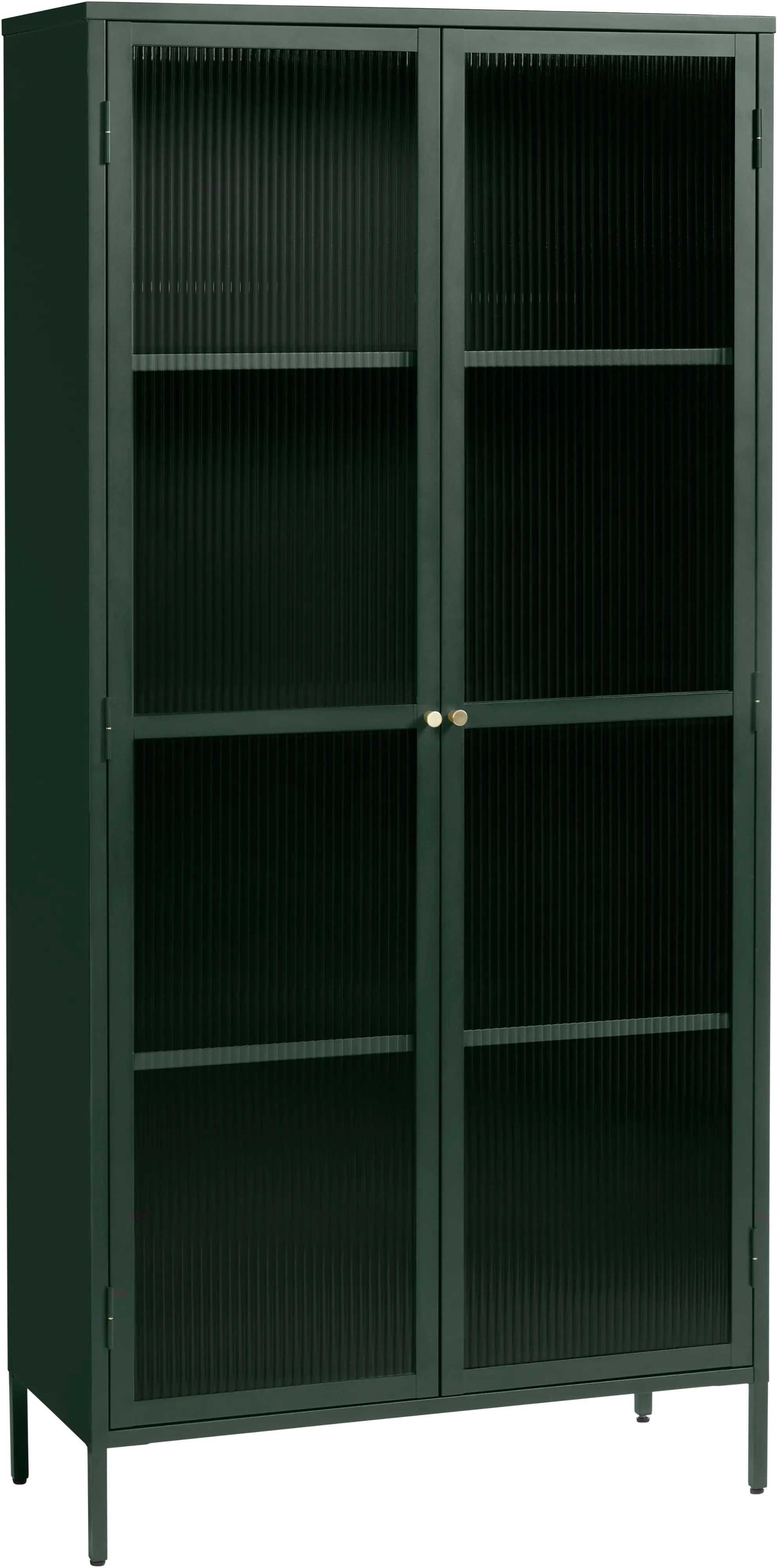 Bronco Green Metal and Glass 75 Tall Display Cabinet