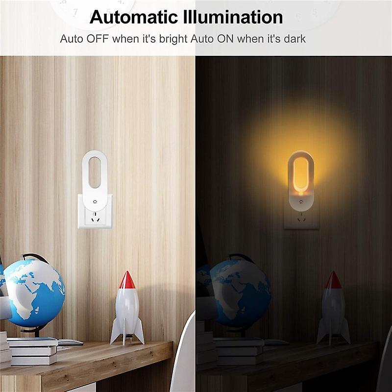 2pcs Plug-in Night Light Warm White Led Night Lights Dusk To Dawn Sensor For Bedroom Bathroom Kitchen Corridor Stairs Eu Plug