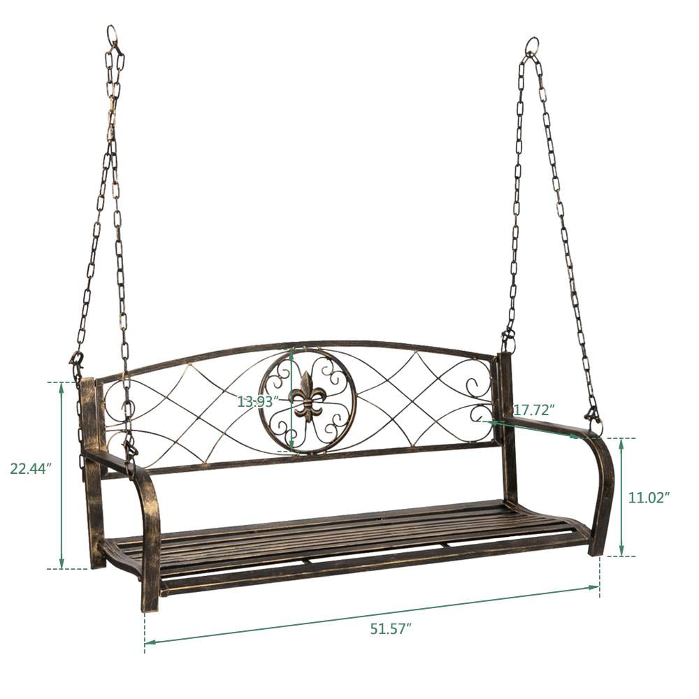 SalonMore Metal Porch Swing Chair Hanging Bench w/ Chains (Not Including Stand)