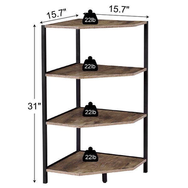 Corner End Table 4-Tier Open Shelves