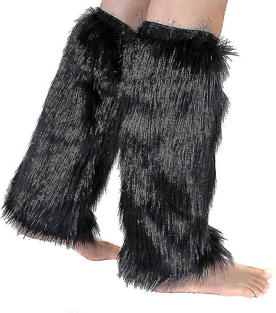 Women's Fur Leg Warmers Sexy Furry Fuzzy Leg Warmers Soft Boot Cuffs Cover A