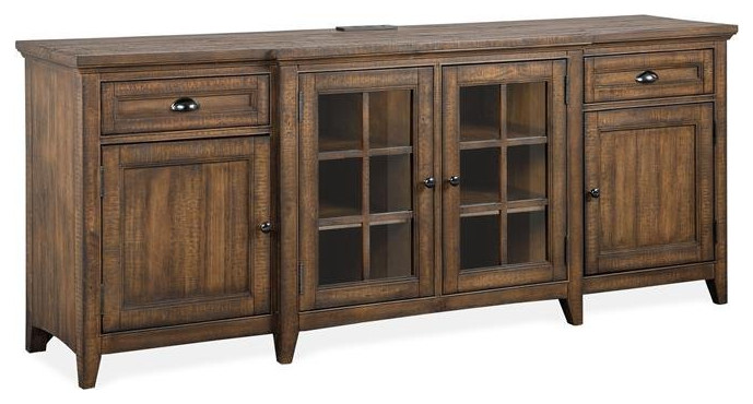 Bay Creek 80 quotEntertainment Console Toasted Nutmeg   Farmhouse   Entertainment Centers And Tv Stands   by Homesquare  Houzz