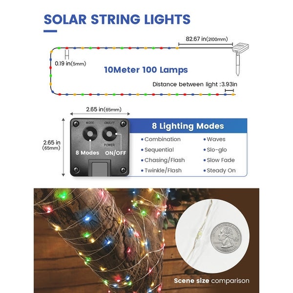 100 Light 33 ft. Indoor/Outdoor  Multicolor Solar Power Integrated LED String Light - 33 ft. Shopping - The Best Deals on String Lights | 41742445