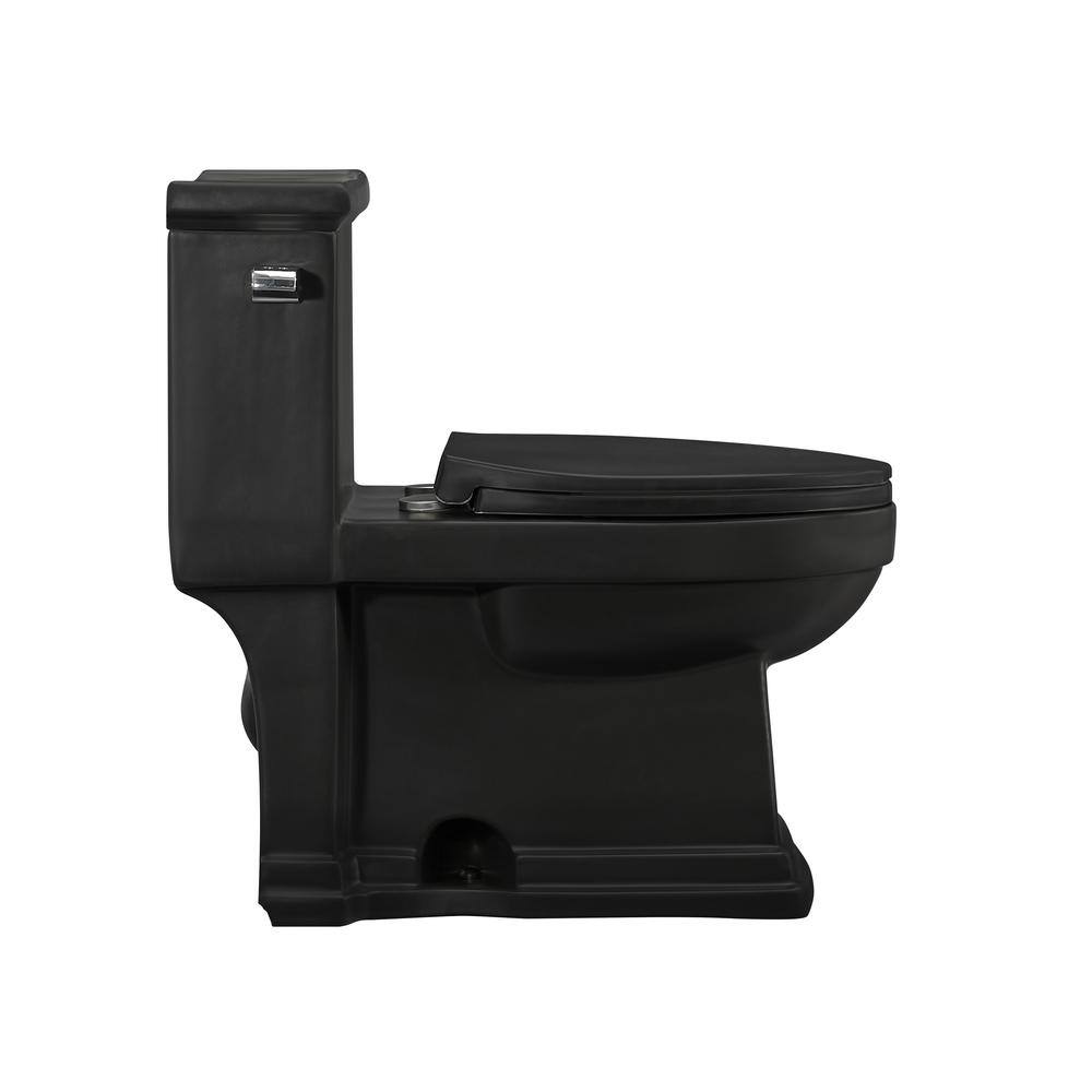 Swiss Madison Voltaire 1-Piece 1.28 GPF Single Flush Elongated Toilet in Matte Black Seat Included SM-1T114MB