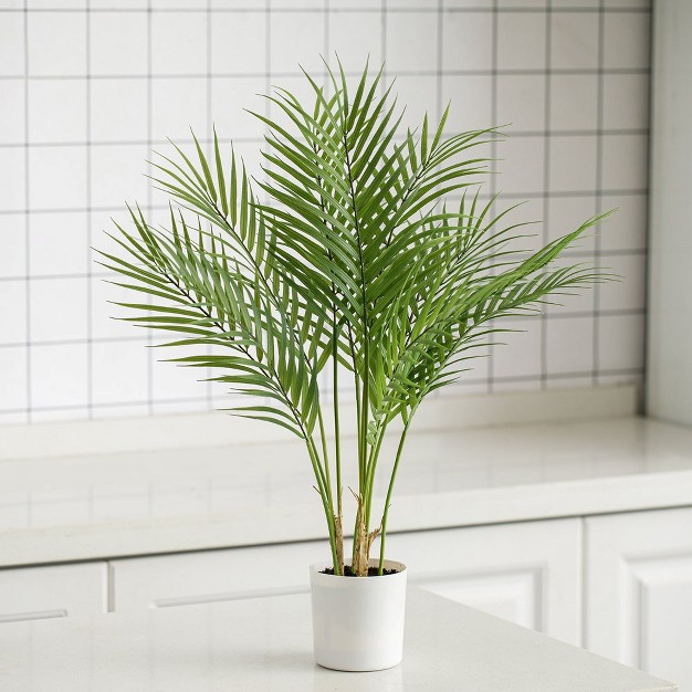 Artificial Palm Tree In Black Pot， Indoor Artificial Plant For Home Decor