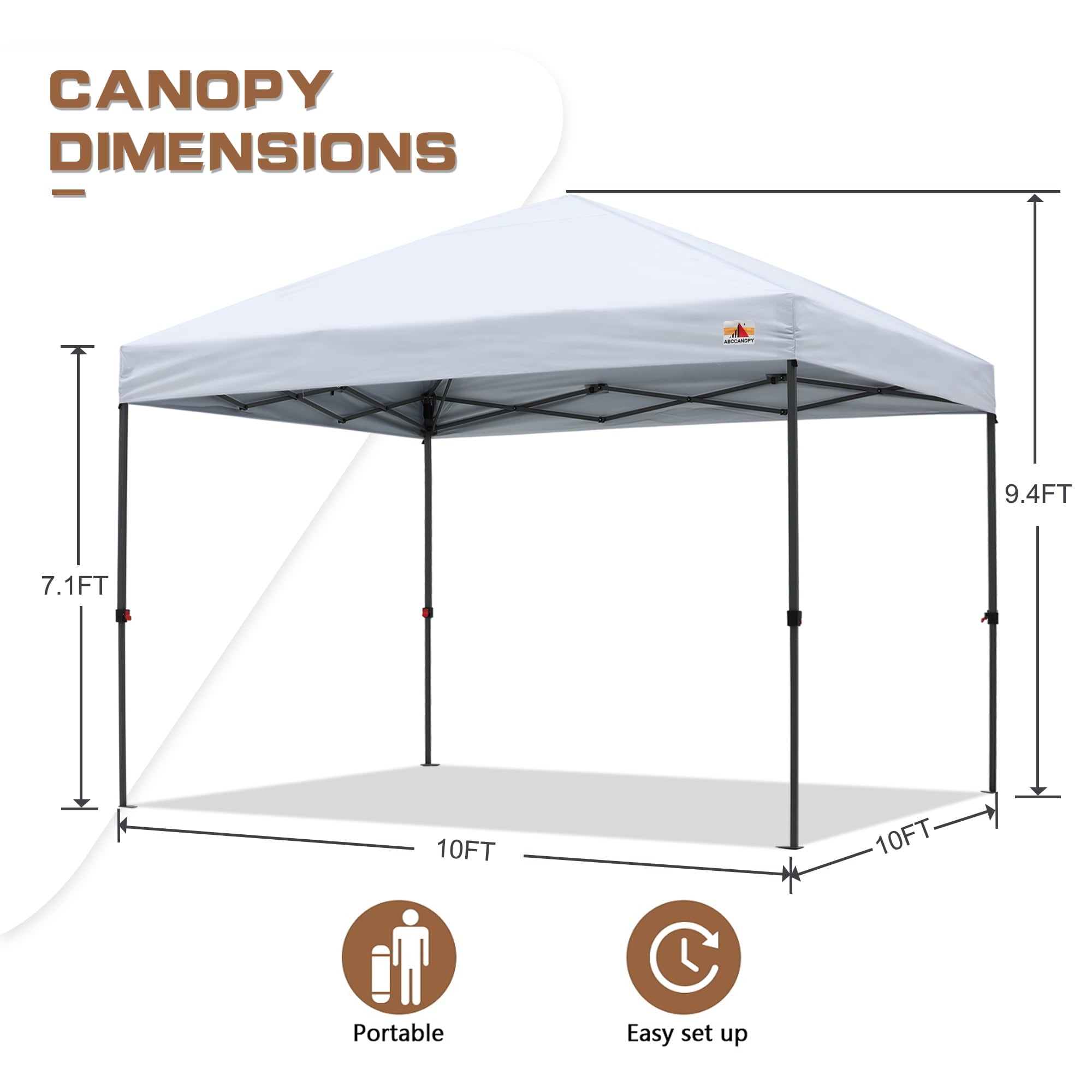 ABCCANOPY 10 ft x 10 ft Easy Pop up Outdoor Canopy Tent, White