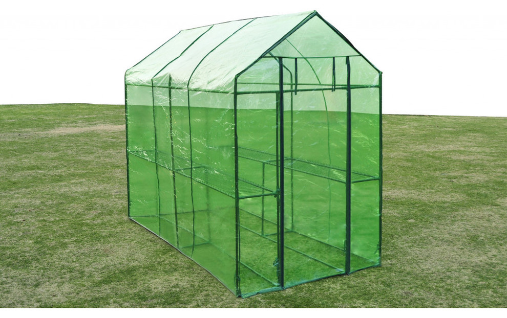 vidaXL Greenhouse Grow House Green House for Outdoor Plant Growing Steel XL   Contemporary   Greenhouses   by vidaXL LLC  Houzz