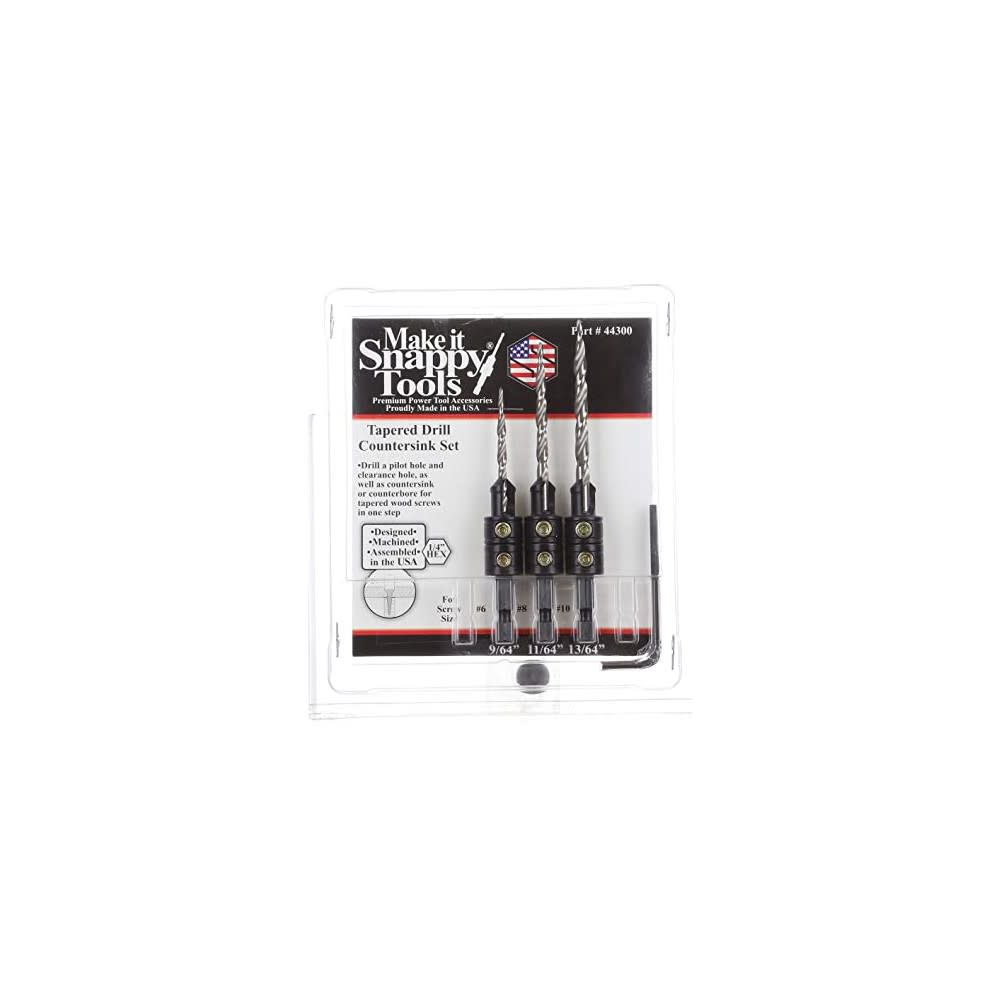 Make It Snappy Drill Bit 1/4 Hex Tapered Drill Countersink Set 3pc ;