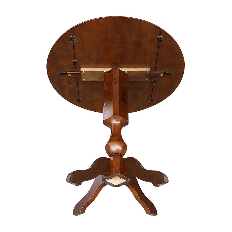 International Concepts Round Dual Drop Leaf Pedestal Dining Table