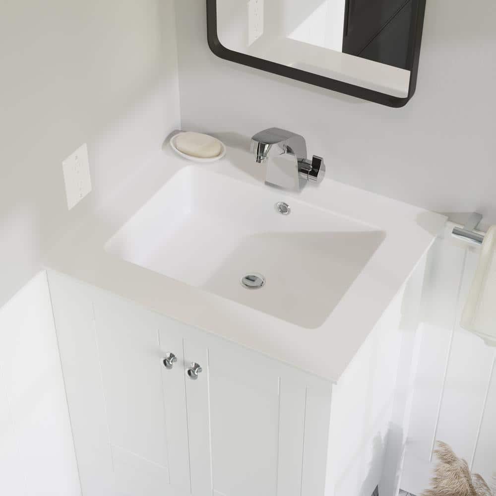 Swiss Madison Voltaire 25 in Vanity Top in Glossy White with 1Basin