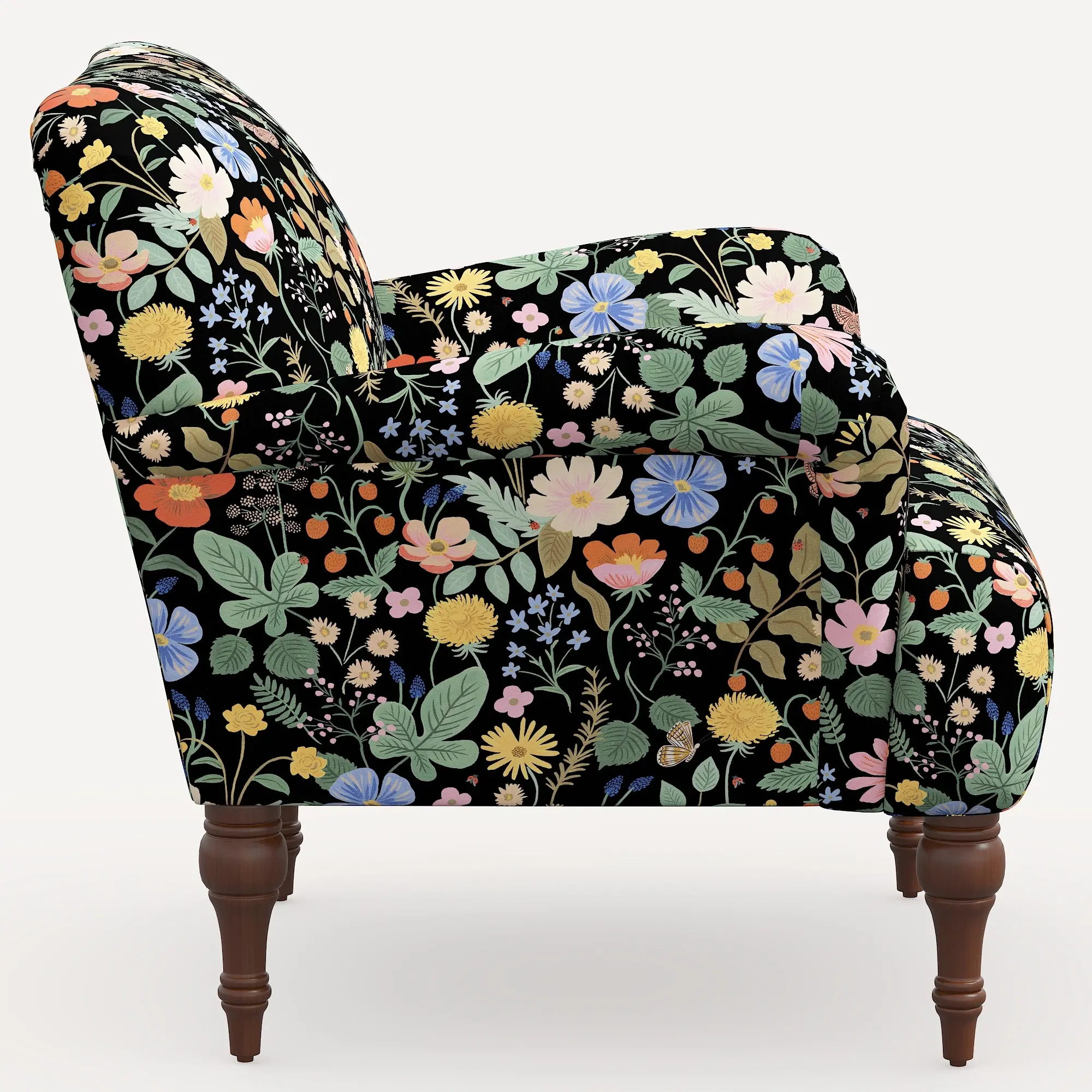 Rifle Paper Co. Bristol Black Strawberry Fields Accent Chair