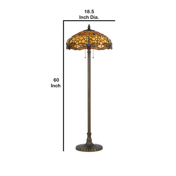 Benjara BM223536 2 Bulb  Floor Lamp with Dr...