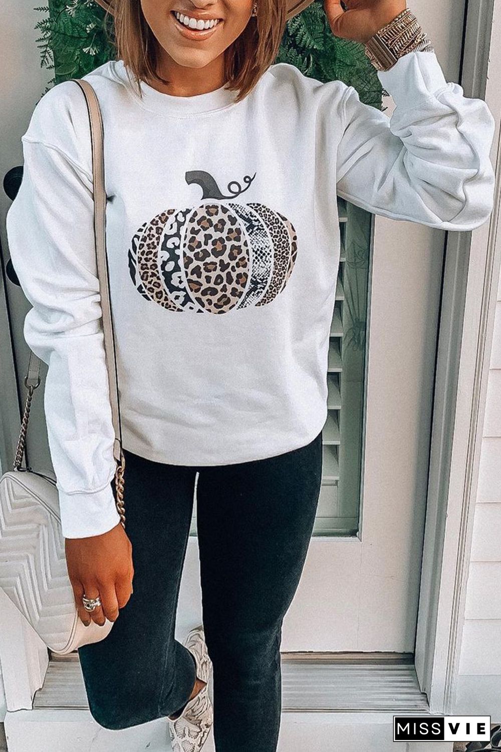 Animal Print Halloween Pumpkin Sweatshirt