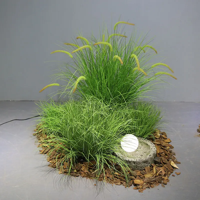 48 inch 19 head foxtail grass pot green onion grass lawn light green PE ball white light pine bark artificial landscape