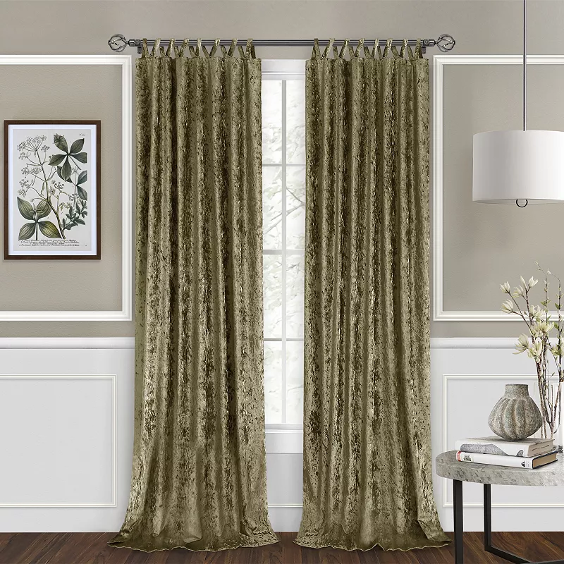 Kate Aurora Park Avenue 2 Piece Criss-Cross Tab Top Velvet Window Curtain Panels