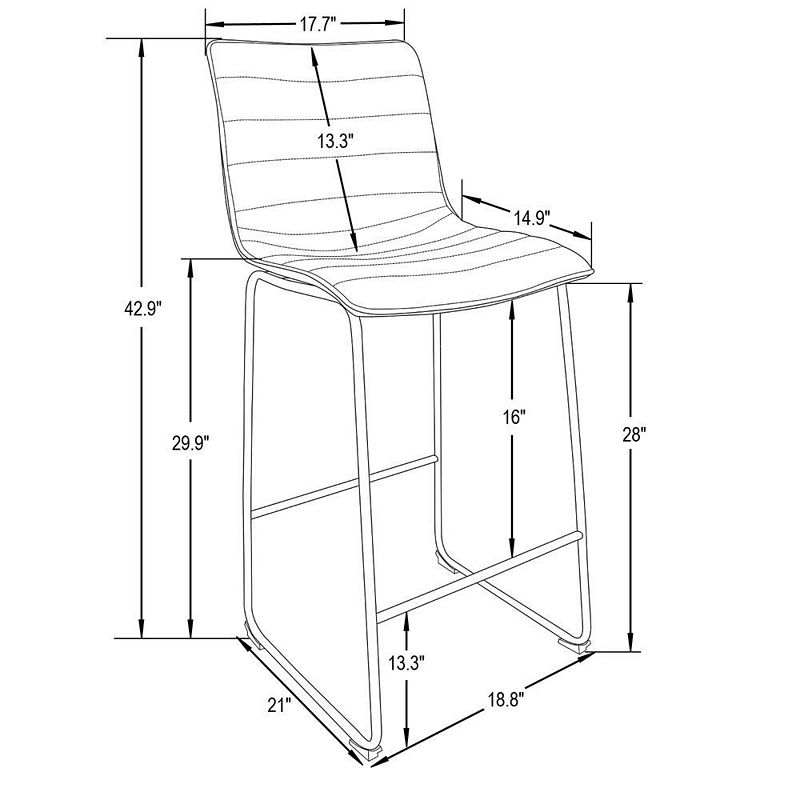 LeisureMod Brooklyn 29.9 Modern Leather Bar Stool