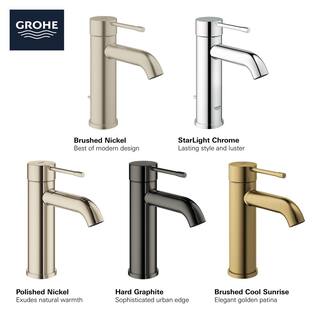 GROHE Essence New Single Hole Single-Handle 1.2 GPM Mid-Arc Bathroom Faucet in Brushed Nickel Infinity 23592ENA