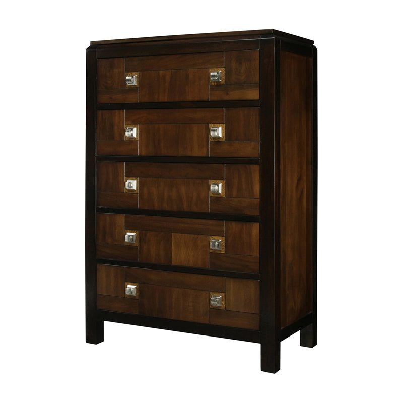 Furniture of America Delia Transitional Wood 5-Drawer Chest in Walnut