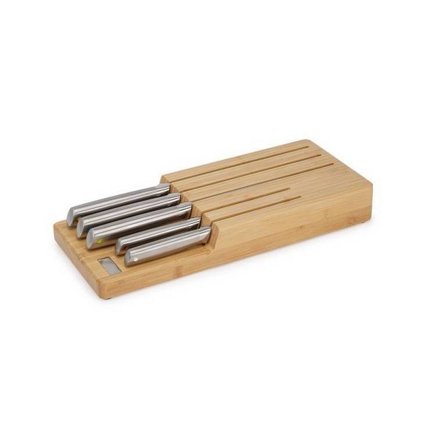 Joseph Joseph 5pc Elevate Steel Block Knife Set With In drawer Bamboo Storage Tray Natural Wood