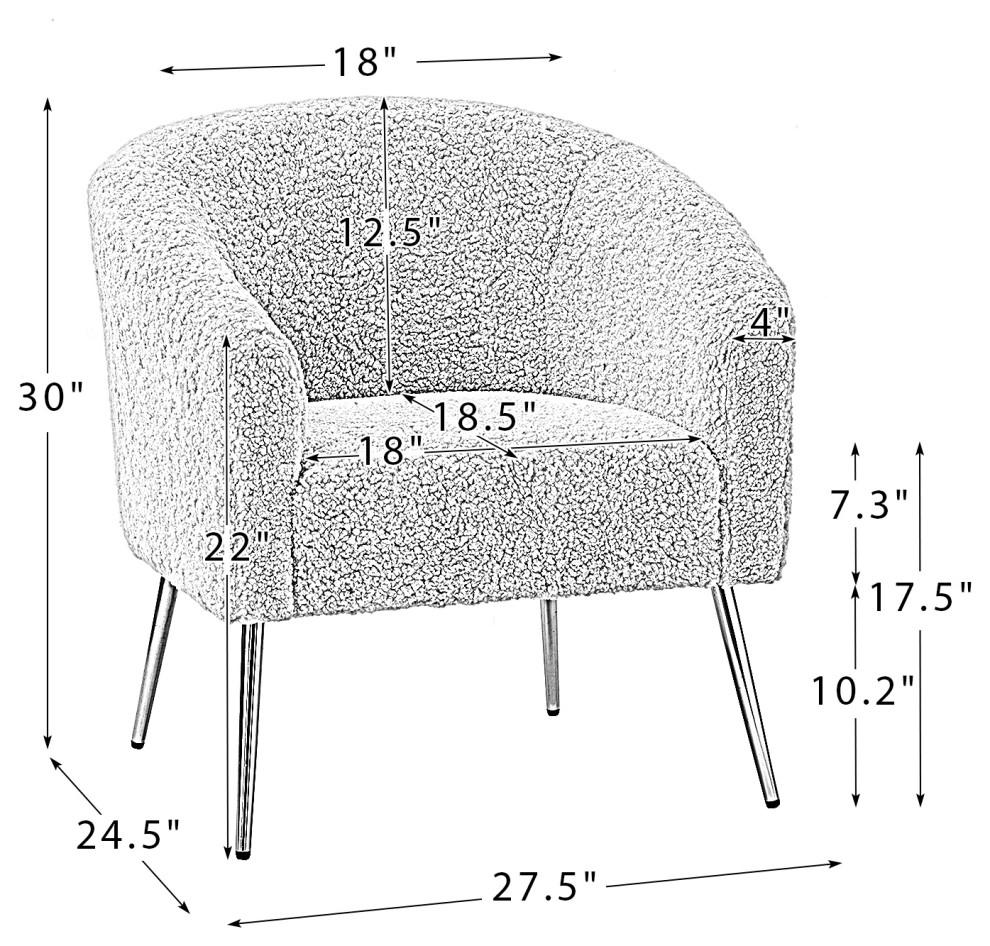 30 quotPolyester Barrel Chair With Metal Legs  Set of 2   Midcentury   Armchairs And Accent Chairs   by Karat Home  Houzz