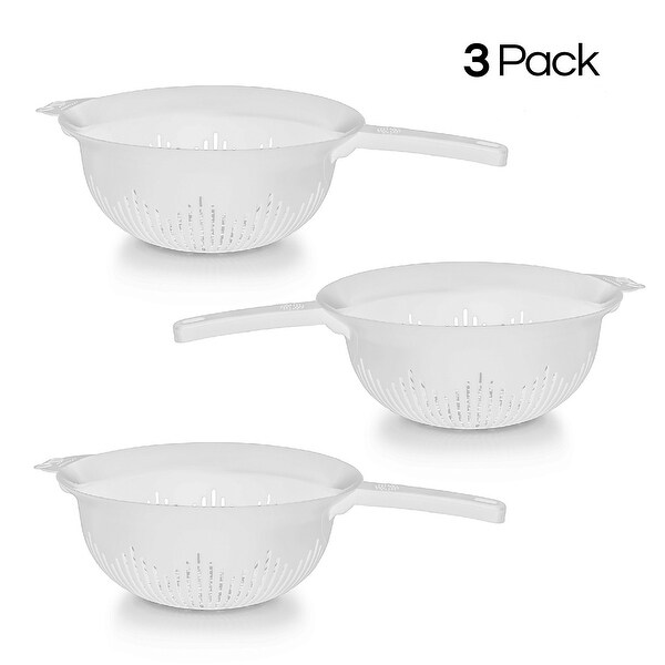 YBM Home 9.75 In. Plastic Colander Use for Pasta， Spaghetti 3 Pack