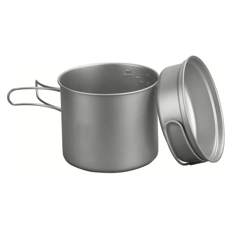 Outdoor Titanium Camping Travelling pot and pan with Flexible Folding Handle