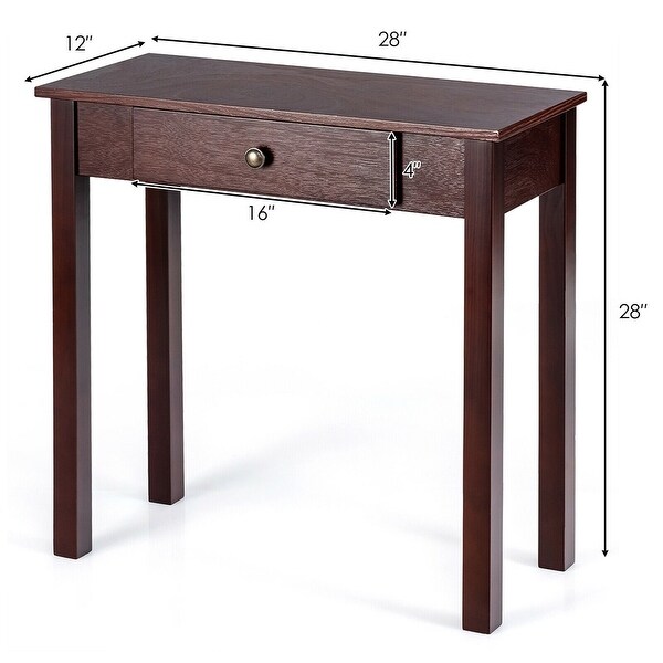 Gymax Console Table with Drawer Entryway Hallway Accent Wooden Table - 28'' x 12'' x 28''