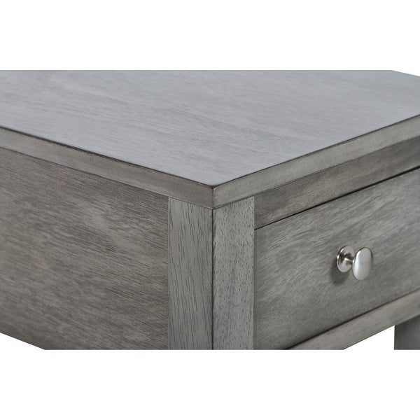 Nili 24 Inch Side End Table， Warm Gray Finish， Single Drawer and Shelf - 24 H x23.75 W x 12 L Inches