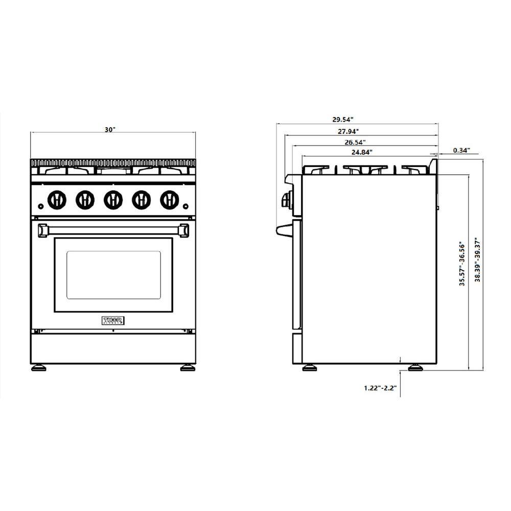 Thor Kitchen 30 in. 4.2 cu. ft. Gas Range in Stainless Steel HRG3080U