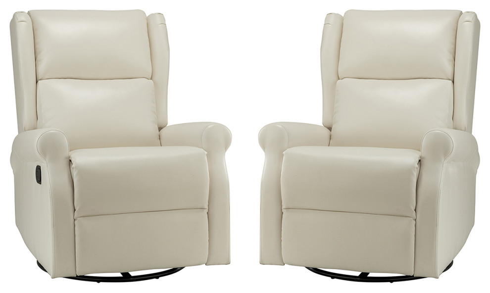 Comfy Faux Leather Manual Swivel Recliner With Metal Base Set of 2   Contemporary   Recliner Chairs   by Karat Home  Houzz