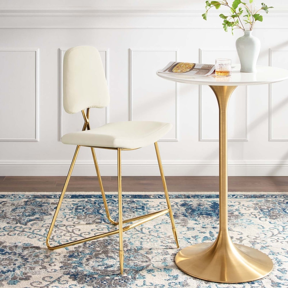 Modway Ponder Performance Velvet Bar Stool  Ivory