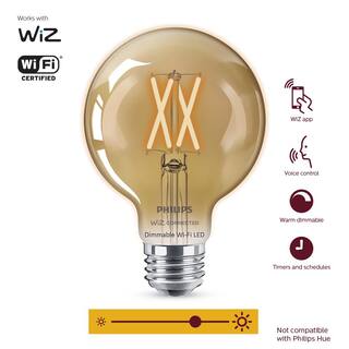 Philips 40-Watt Equivalent G25 LED Smart Wi-Fi Light Bulb Amber (2000K) powered by WiZ (1-Pack) 555540