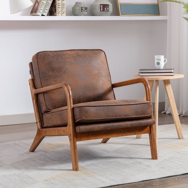 Accent Chair Modern Wood Upholstered Arm Chair