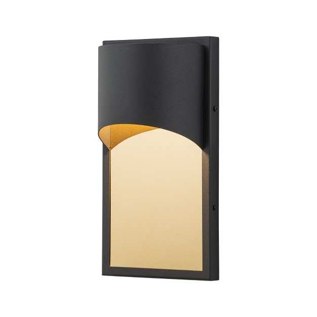 C Cattleya Modern Matte Black Integrated Led Outdoor Wall Light With Gold Stainless Steel Plate Accent