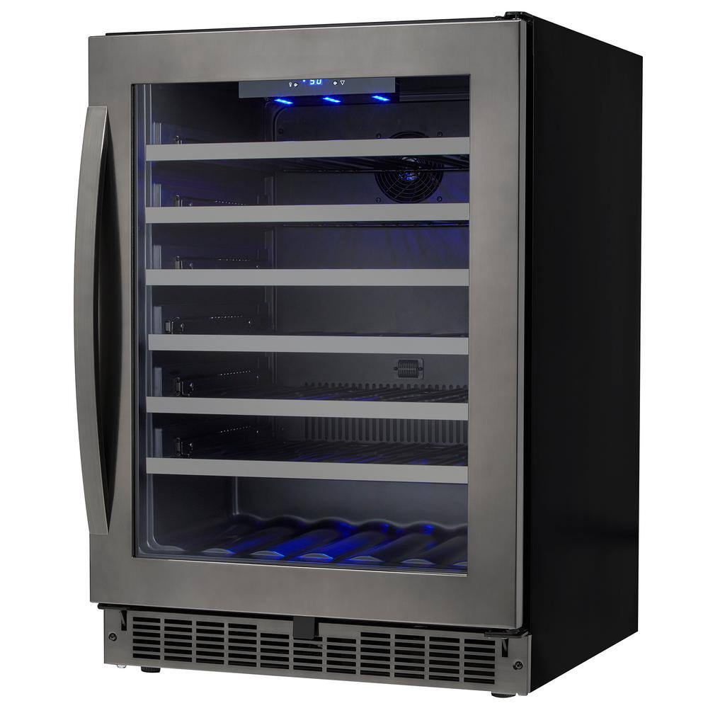 Silhouette 48-Bottle Built-in Wine Cooler in Black Stainless SSWC056D1B-S