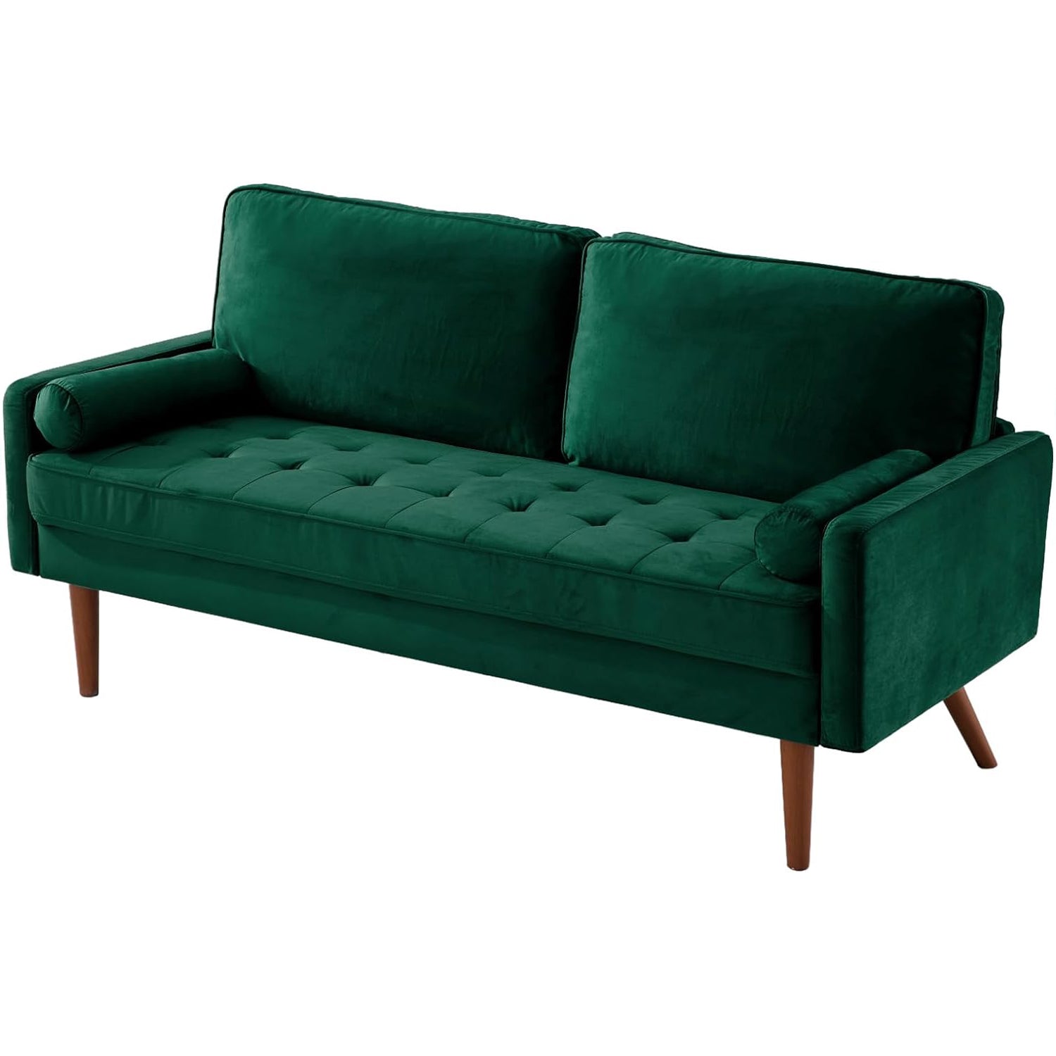 68-inch Velvet Couch Mid-Century 2 Seat Cushion Sofa with 2 Pillows