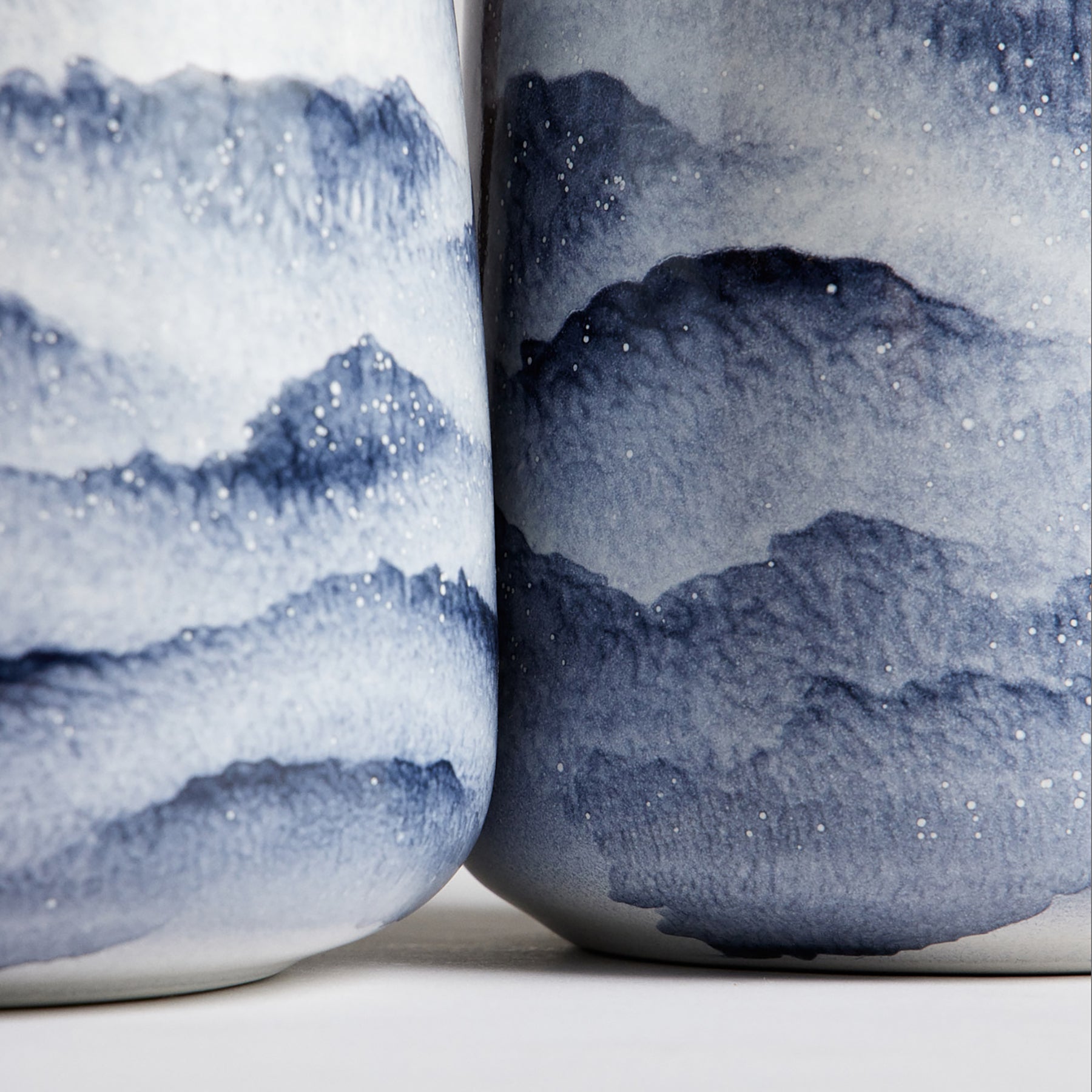 Tall Vase in Midnight and Opaque White Watercolor – Striking and Sophisticated