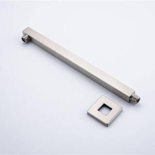 RAINLEX 16 in. Square Wall Mount Shower Arm and Flange in Brushed Nickel L1BN