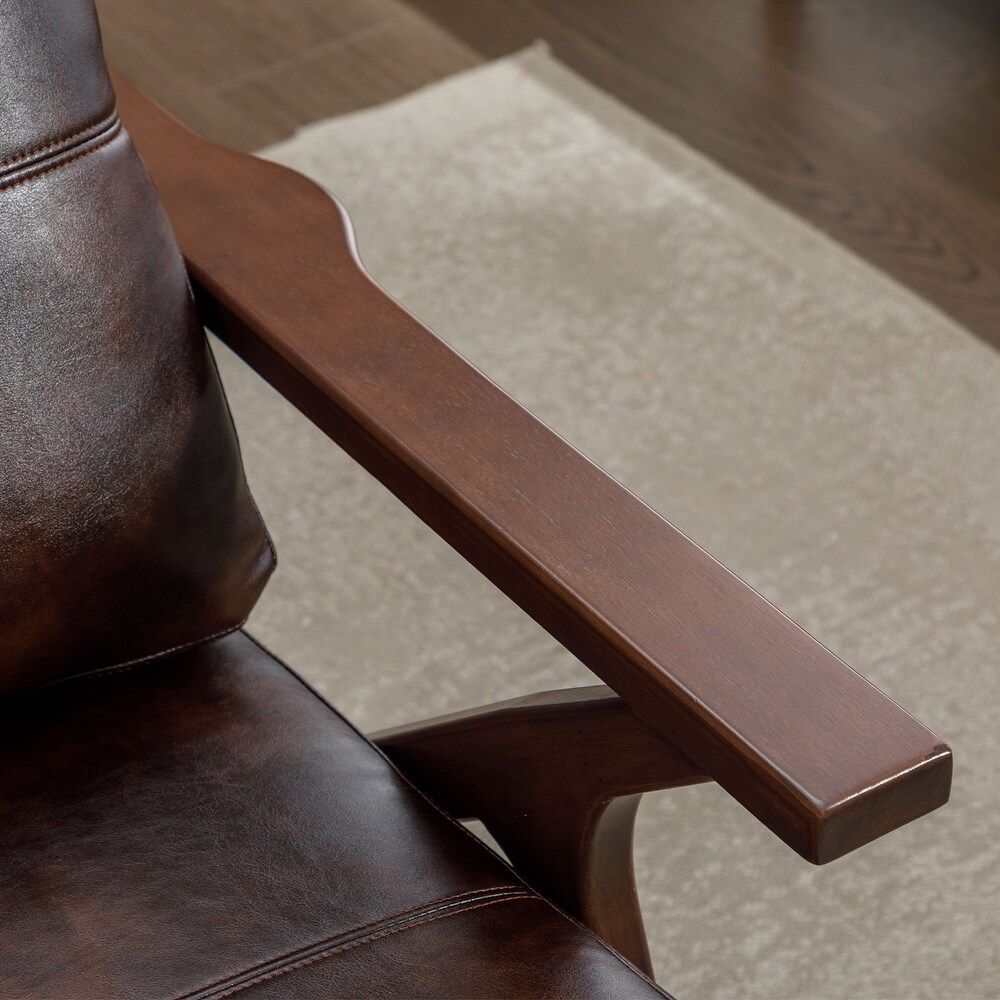 Ebello Upholstered Leather Accent Armhair with Solid Wood Frame and Removable Cushions