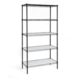 CAPHAUS Black 5-Tier Adjustable Height Welded Steel Garage Storage Unit Shelving with Liner (30 in. W x 59 in. H x 14 in. D) RWW-CH30145L-BK