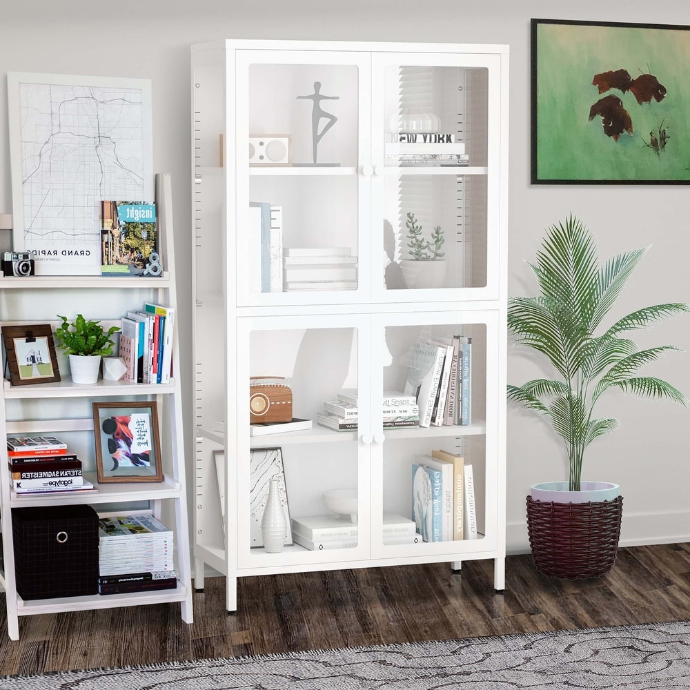 our Glass Door Storage Cabinet with Adjustable Shelves