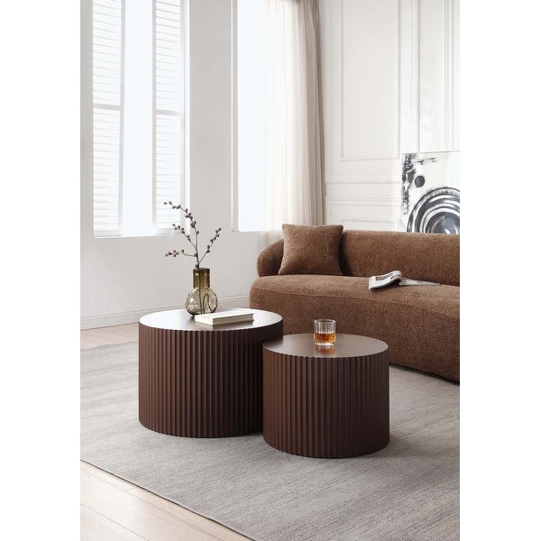 Handcraft Round Coffee Table Set of 2 for Living Room/Leisure Area